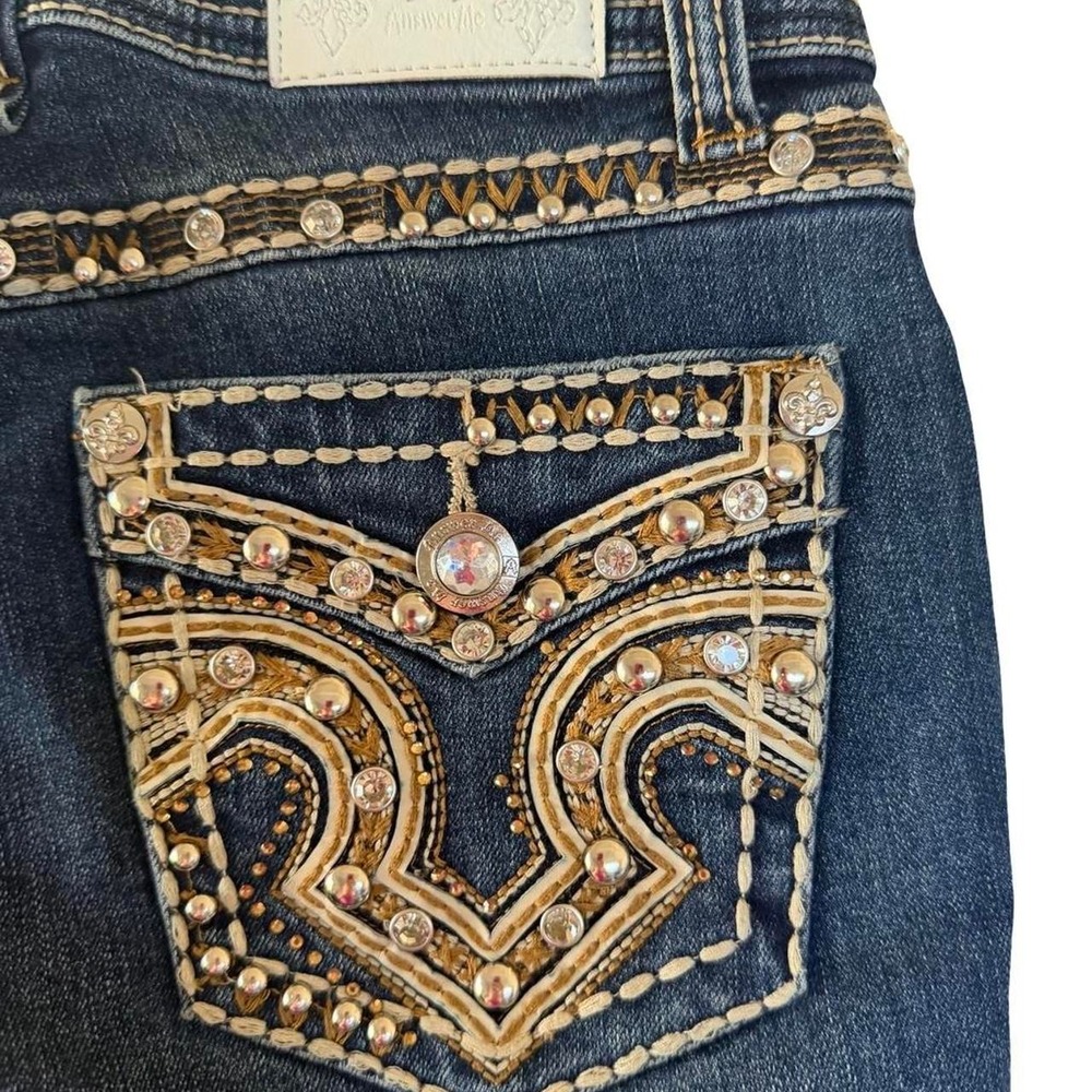 Y2K Answer Me Bling Rhinestone Bootcut Jeans 26-27"‎ - Picture 7 of 7